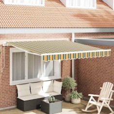 vidaXL Copertină Dungi Verde și galben 3 x 2,5 m Poliester și metal
