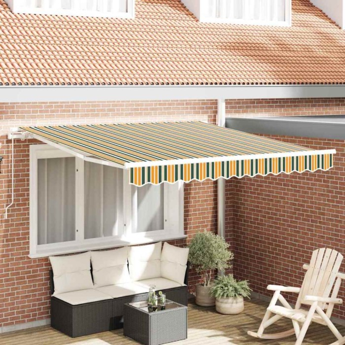 vidaXL Pergolă retractabilă manuală verde și galben, 300x250 cm