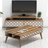 Cumpara ieftin Set Comoda TV si Masuta de Cafea Living City Walnut-Alb