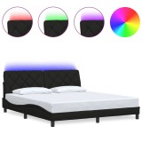 Cumpara ieftin Cadru de pat cu LED fara saltea Negru 180x200 cm Material
