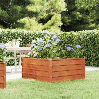 Gossi strat inaltat de gradina, ruginiu, 100x100x45 cm, otel corten foto