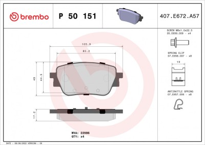 BREMBO P 50 151 PRIME LINE set placute frana,frana disc foto
