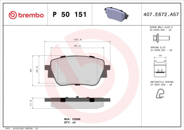 BREMBO P 50 151 PRIME LINE set placute frana,frana disc