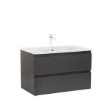 Leziter Masca Chiuveta Baie Vario Forte 80 cu Lavoar Ceramic Suspendat 80cm Antracit
