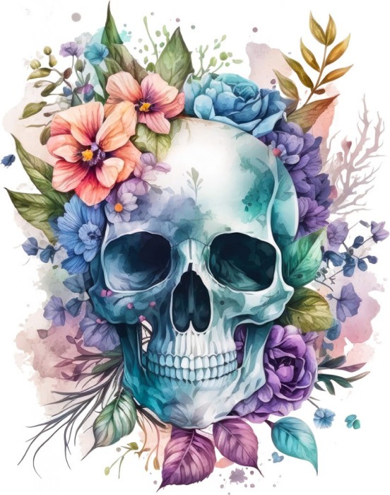 Sticker decorativ, Craniu, Multicolor, 75 cm, 1274STK-2