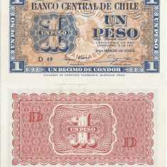 1943 ( 3 III ) , 1 peso ( P-90d ) - Chile - stare UNC