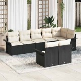 VidaXL Set de canapele pentru grădină cu pernă 8 pcs Negru Rattan poli