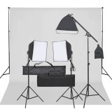 Cumpara ieftin Kit studio foto cu set de lumini si fundal