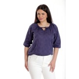 Bluza Dama, IE, Albastra cu broderie sparta - L