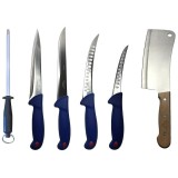 Cumpara ieftin Set profesional de macelarie, dezosat, injunghiat, transat, filetat, satar, 4 cutite si masat pentru ascutit