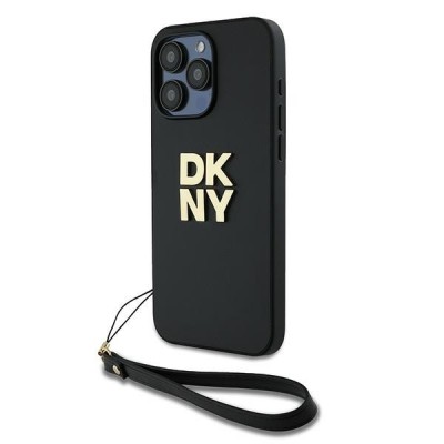 Husa pentru Apple iPhone 15 Pro Max, DKNY, Wrist Strap Stock Logo, Neagra foto