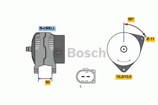 Generator / Alternator IVECO DAILY V platou / sasiu (2011 - 2014) BOSCH 0 986 080 060