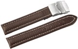 Cumpara ieftin Curea Ceas Piele Naturala Maro Deployant Cusatura Alba 16mm 18mm 20mm 22mm 24mm 8162702001