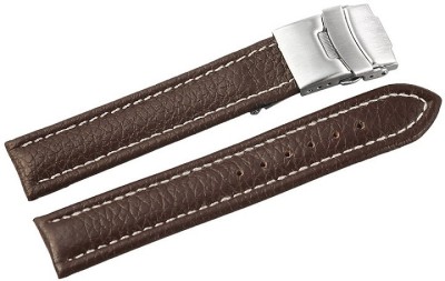 Curea Ceas Piele Naturala Maro Deployant Cusatura Alba 16mm 18mm 20mm 22mm 24mm 8162702001 foto