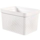 Cutie depozitare Curver Infinity Recycled, plastic reciclat, manere, 17 L, alb, 36 x 27 x 22 cm