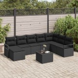 VidaXL Set de canapea de grădină din 9 piese de la , cu perne bej, din rattan și poliester.