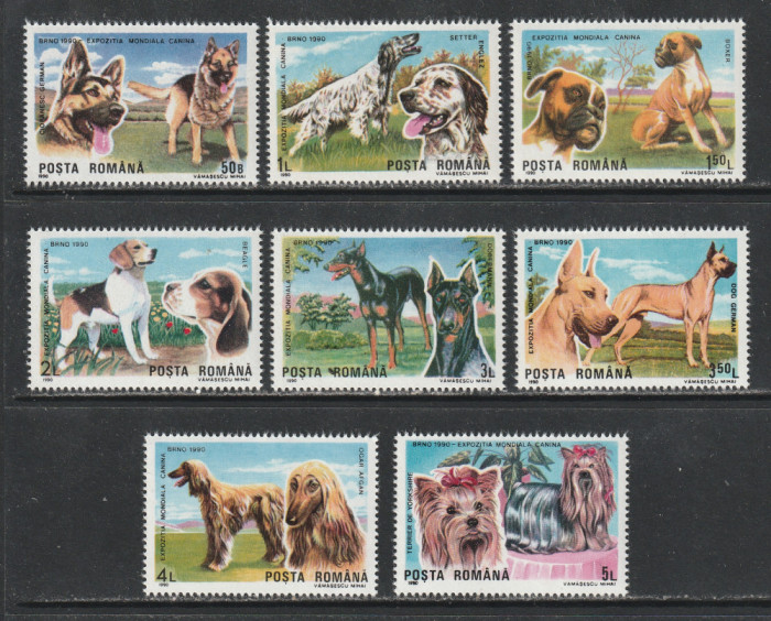 Romania 1990 - #1239 Expozitia Mondiala Canina 8v MNH
