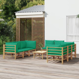 Set mobilier de gradina cu perne verzi, 9 piese, bambus GartenMobel Dekor, vidaXL