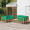 vidaXL Set mobilier de grădină cu perne verzi, 9 piese, bambus