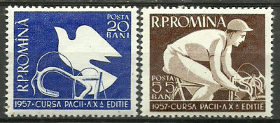 1957 - Cursa pacii, ciclism, serie neuzata foto