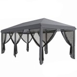Outsunny Pergolă Pliabilă cu 6 Plase de Ț&acirc;nțari, Pergolă de Grădină cu Structură din Oțel, 591x295cm, Crem Alb | Aosom Romania