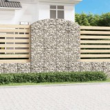 Cos Gabion Arcuit Gossi, 200x30x220/240 cm, Fier Galvanizat, Argintiu, Bariera Gradina, Suport Plante, Decorativ, Rezistent