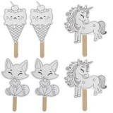 Set Creativ Etichete cu Modele Unicorni, Pisicute si Inghetata - 6 bucati, CMCLASS