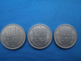 LOT 100 LEI 1992 (TREI VARIANTE/COADA CIFRELOR 9 ROTUNJITA,DREAPTA ,ANUL TANGENT PE MARGINEA MONEDEI )