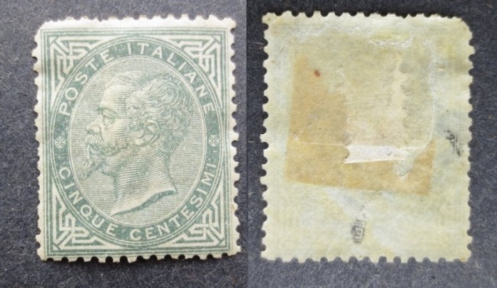 Italy 1863 King Viktor Emanuel II 5C Mi.16 SIGNED MH AM.367