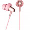 Casti Audio In Ear Stylish, Microfon, Buton Control Volum, Mufa Jack 3.5 mm, Roz