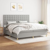 Cumpara ieftin Pat box spring cu saltea, gri deschis, 200x200 cm, textil