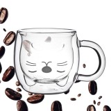 Cana cu dublu perete Koken, 250ml, termorezistenta, sticla borosilicata, transparenta, design modern