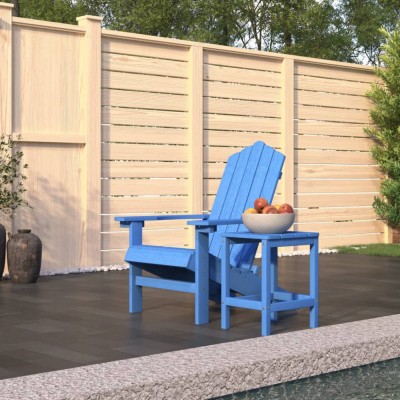 Scaun grădină Adirondack cu masă, albastru marin, HDPE foto