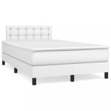 Cumpara ieftin Pat box spring cu saltea, alb, 120x200 cm, piele ecologica