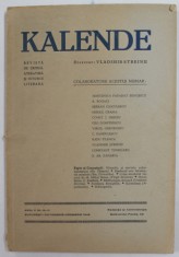 KALENDE , REVISTA DE CRITICA , LITERATURA SI ISTORIE LITERARA , ANUL II , NR. 10-11 -OCT. - NOV. , 1943