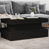 VidaXL Măsuță de cafea cu lumini LED, negru, 90x50x40 cm