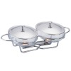 Chafing dish dublu / Vase termorezistente cu incalzitoare, 3 litri, capac si suport otel inoxidabil