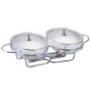 Chafing dish dublu / Vase termorezistente cu incalzitoare, 3 litri, capac si suport otel inoxidabil, Bohmann