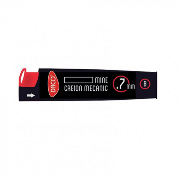 Mine Creion Mecanic DACO, B, 0.7 mm, 20 Buc/Set, Set Rezerve Creioane Mecanice B, Set Mine pentru Creioane Mecanice B, Rezerva Creion Mecanic 0.7 mm,