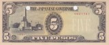 Bancnota Filipine 5 Pesos (1943) - P110 UNC ( ocupatia japoneza; anulata - vezi descriere )