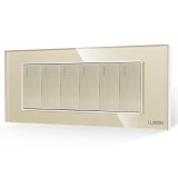 Cumpara ieftin Intrerupator mecanic Luxion 6 posturi cu rama din sticla, auriu, 6M