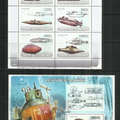 V 120 - VAPOARE, NAVE - COMORES - SERIE + BLOC NESTAMPILATE, MNH