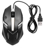 Mouse cu Fir pentru Gaming, Iluminare RGB, 1200 DPI, Universal, Ergonomic, Optic, Cablu USB 12.5 x 7 x 4 cm, Negru, Oem