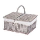 Cumpara ieftin Cos depozitare lemn rachita gri textil crem 44,5 x 34,5 x 37 cm