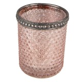 Cumpara ieftin Suport lumanare sticla roz 6x6 cm