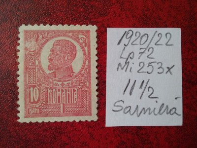 1920 Romania- Ferd. b. mare Lp72 Mi253x-sarniera foto