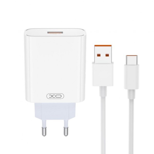 Incarcator Retea Cu Cablu USB-C XO Design L164, 120W, 1 x USB-A, Alb