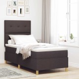 Cumpara ieftin Pat cu arcuri cu saltea Maro &icirc;nchis 90 x 200 cm țesătură