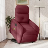 VidaXL Fotoliu de masaj electric rabatabil cu ridicare roșu vin textil