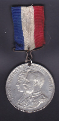 Medalie Anglia: nunta de argint a regelui George V ( 1935 - panglica originala ) foto